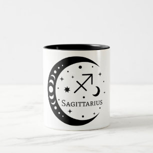 Caneca De Café Em Dois Tons Sinal Zodiac Na Lua/Sagitário