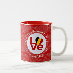 Caneca De Café Em Dois Tons Sinalizador Belga Red LOVE Personalizado