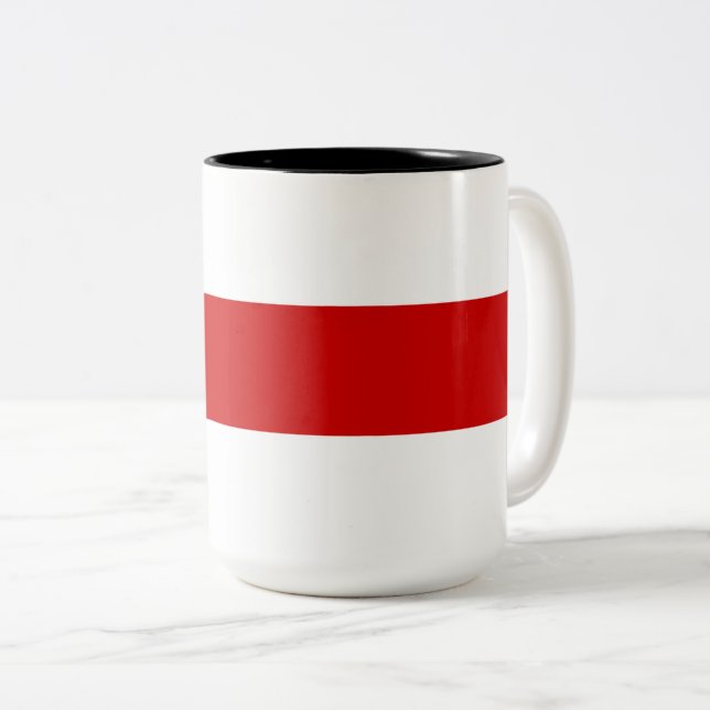Caneca De Café Em Dois Tons Sinalizador da Bielorrússia (Vermelho e Branco) (Frente Esquerda)