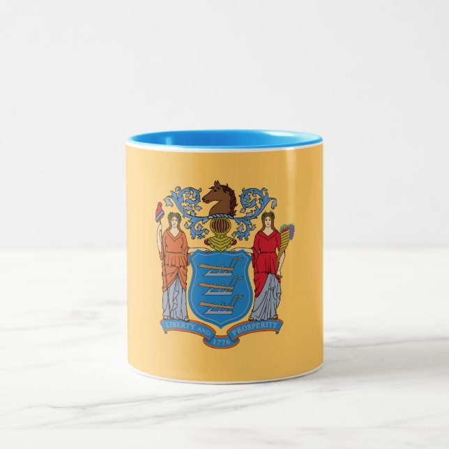 Caneca De Café Em Dois Tons Sinalizador do Estado de Nova Jersey (Centro)