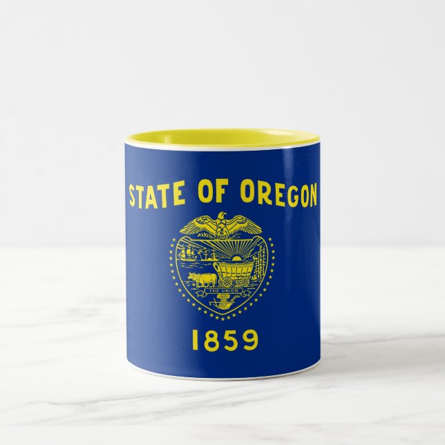 Caneca De Café Em Dois Tons Sinalizador do Estado do Oregon (Centro)