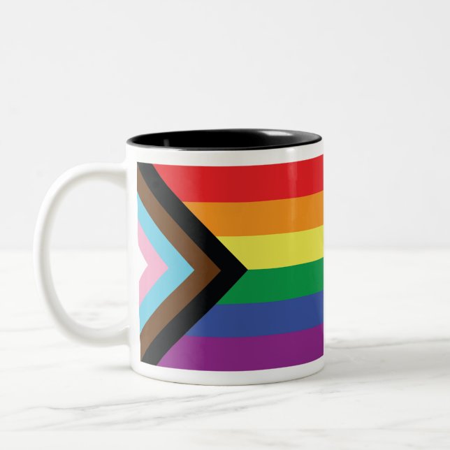 Caneca De Café Em Dois Tons Sinalizador do Orgulho de Progresso (Esquerda)