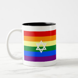 Caneca De Café Em Dois Tons Sinalizador do Orgulho Judaico gay