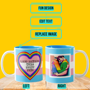 Caneca De Café Em Dois Tons Sinalizador do Orgulho Transgênero LGBTQAI com Tex