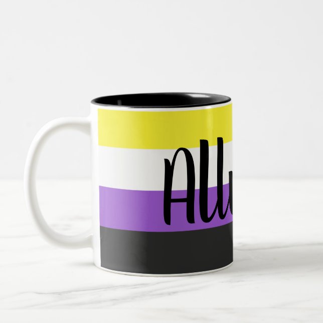 Caneca De Café Em Dois Tons Sinalizador não binário Ally Mug (Esquerda)