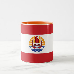 Caneca De Café Em Dois Tons Sinalizador Polinésia Francesa