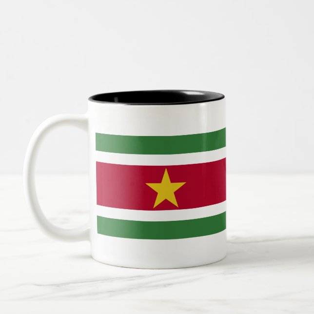 Caneca De Café Em Dois Tons Sinalizador Suriname (Esquerda)