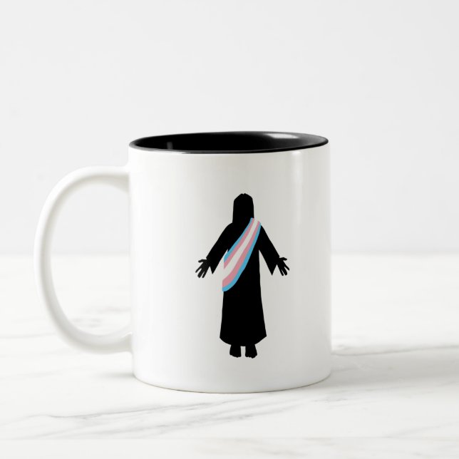 Caneca De Café Em Dois Tons Sinalizador TransJesusPride (Esquerda)