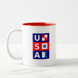 Caneca De Café Em Dois Tons Sinalizadores de Navegação Marítima Azul Branco-Ve