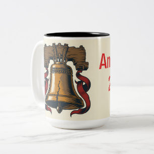 Caneca De Café Em Dois Tons Sino da Liberdade Patriótico