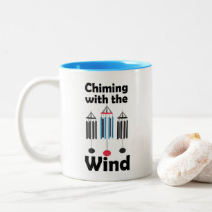 Caneca De Café Em Dois Tons Sinos Ventais Tilintando ao Vento