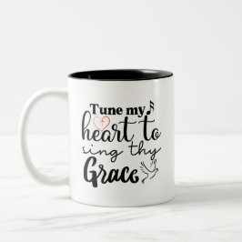 Caneca De Café Em Dois Tons "Sintonize meu coração para cantar sua graça" Mug