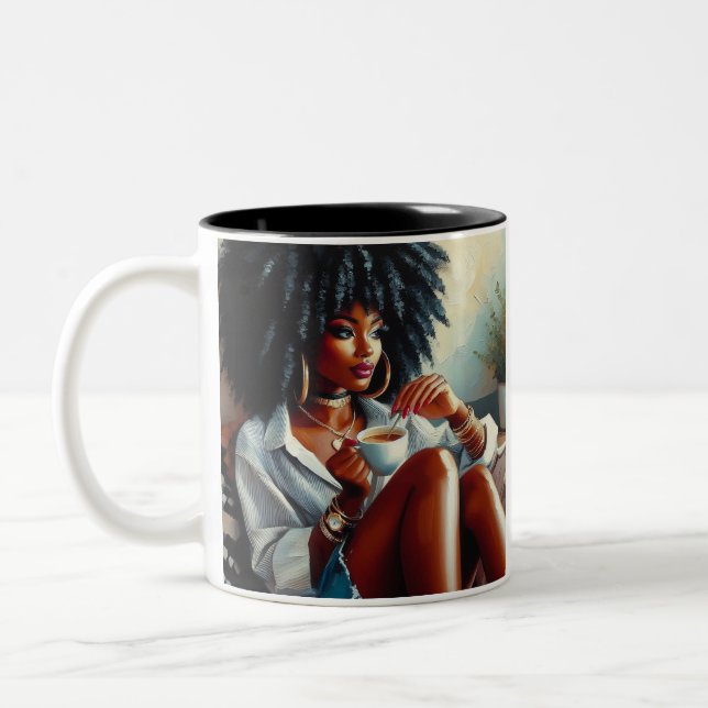 Caneca De Café Em Dois Tons "Sip Happens" Mug (Esquerda)