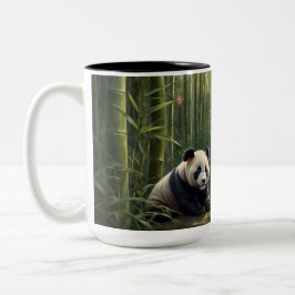 Caneca De Café Em Dois Tons Sip in Style - Panda encantadora na floresta de Ba