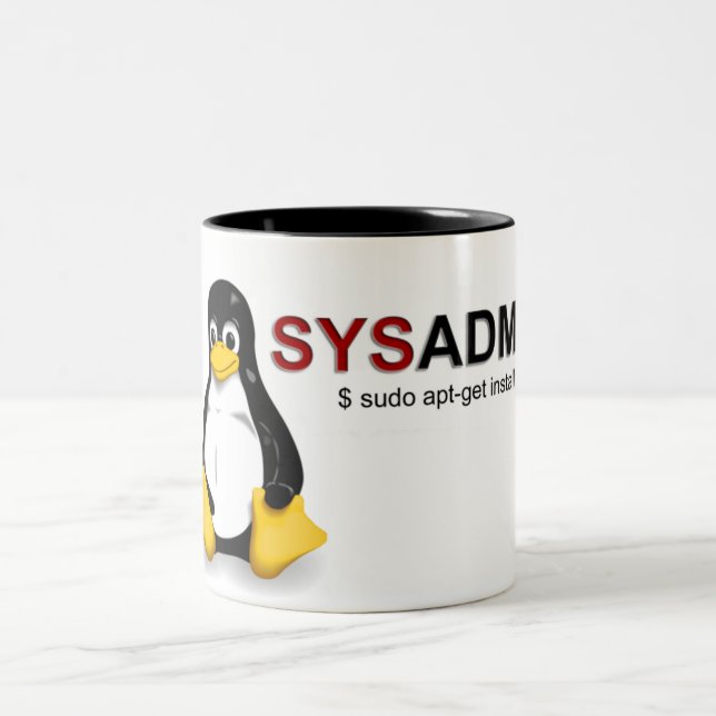 Caneca De Café Em Dois Tons Sistema Admin de Linux (Centro)