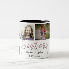 Caneca De Café Em Dois Tons Sisters Forever – 6 Photo Custom Coffee Mug