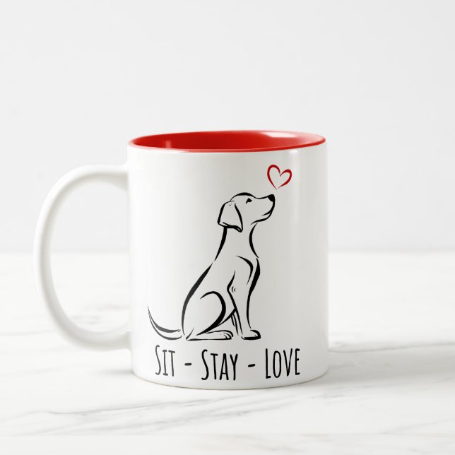 Caneca De Café Em Dois Tons Sit-Keep-Love Labrador (Esquerda)