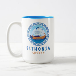 Caneca De Café Em Dois Tons Sithonia, Grécia de navio grego Design