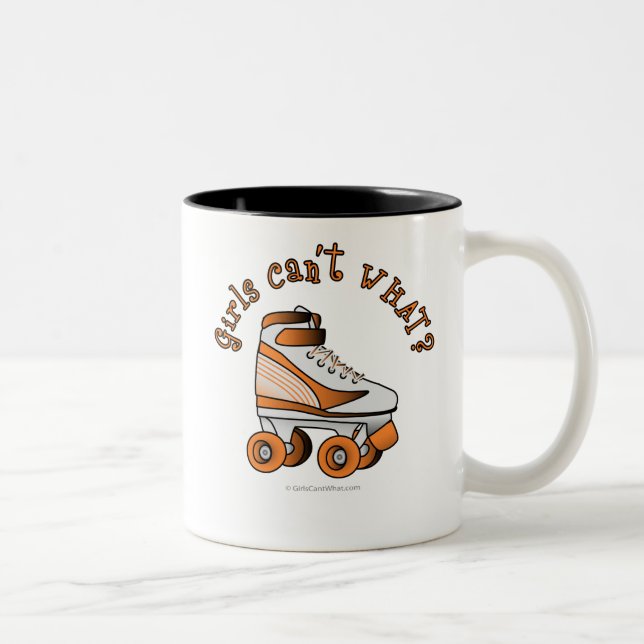 Caneca De Café Em Dois Tons Skate Roller Derby - Laranja (Direita)