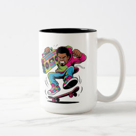 Caneca De Café Em Dois Tons Skateboarder de Hip Hop Retrô