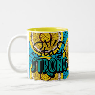Caneca De Café Em Dois Tons SKAYMARTS   Mug de Afriprint Amarelo Caligráfico