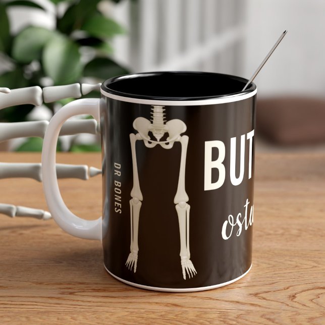 Caneca De Café Em Dois Tons Skeleton Bones Personalizado Médico Osteólogo (I've probably spelled osteology wrong but you can change it. Add you name too. Fun gift for Dr Bones)