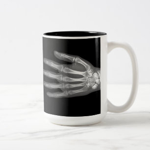 Caneca De Café Em Dois Tons Skeleton Hand X-Ray