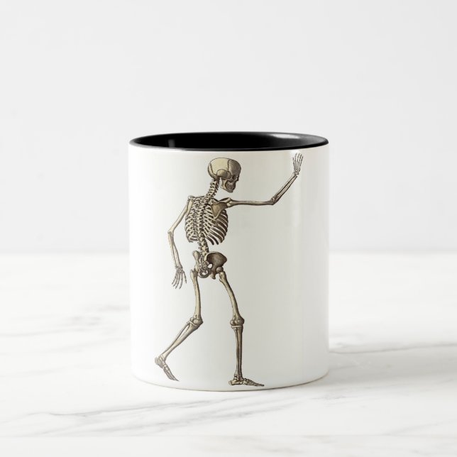 Caneca De Café Em Dois Tons Skeleton Waving Mug (Centro)