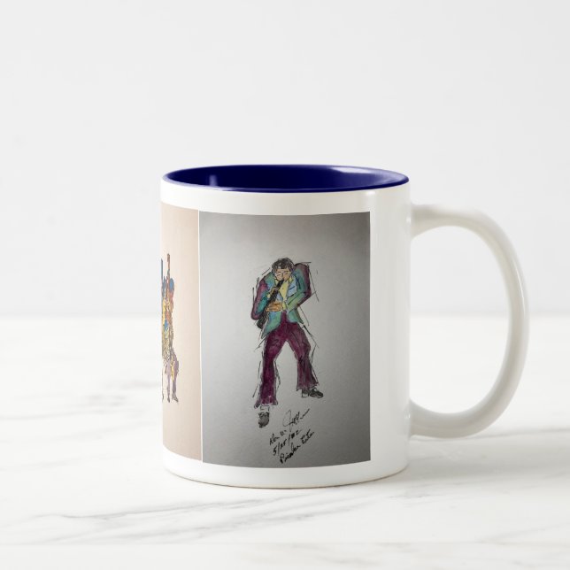 Caneca De Café Em Dois Tons Sketches Original de Jazz para Músicos (Direita)