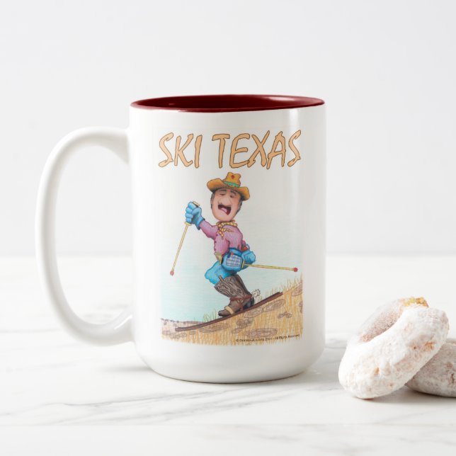Caneca De Café Em Dois Tons Ski Texas  (Com Donut)