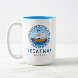 Caneca De Café Em Dois Tons Skiathos, Grécia de navio grego