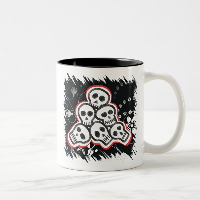 Caneca De Café Em Dois Tons Skulls Halloween Mugs (Direita)