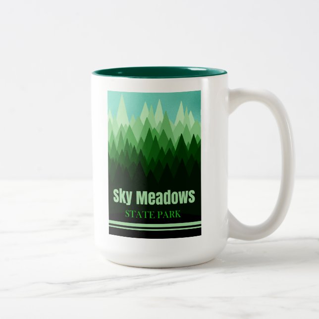 Caneca De Café Em Dois Tons Sky Meadows State Park Virginia Forest (Direita)