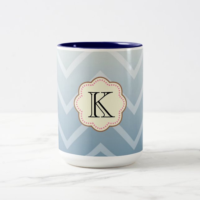 Caneca De Café Em Dois Tons Sky White Chevron (Centro)