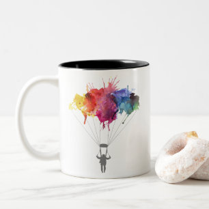Caneca De Café Em Dois Tons Skydiver, pára-quedas. Esporte de Skydiving. Salt
