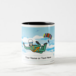 Caneca De Café Em Dois Tons Skydiving - Cartoon feminino por PrintedPerfection