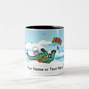 Caneca De Café Em Dois Tons Skydiving - Grandpa Cartoon by PrintedPerfection