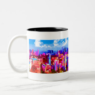 Caneca De Café Em Dois Tons Skyline centro de Singapura por Jon Baran