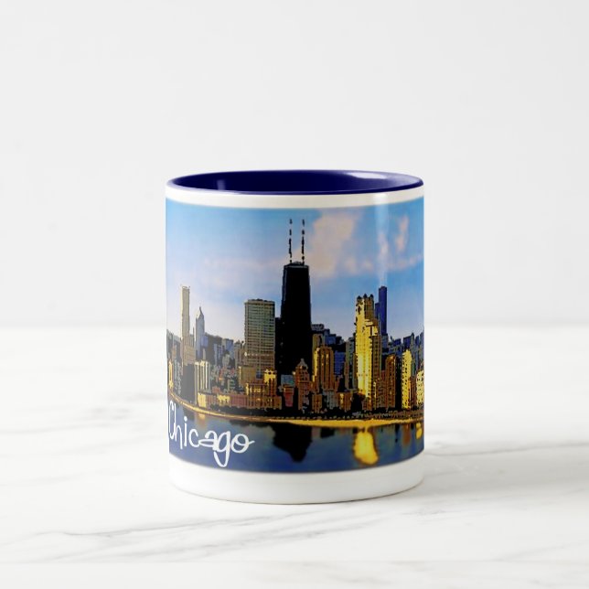 Caneca De Café Em Dois Tons Skyline de Chicago (Centro)