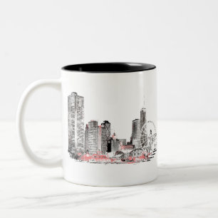 Caneca De Café Em Dois Tons Skyline de Chicago moderna