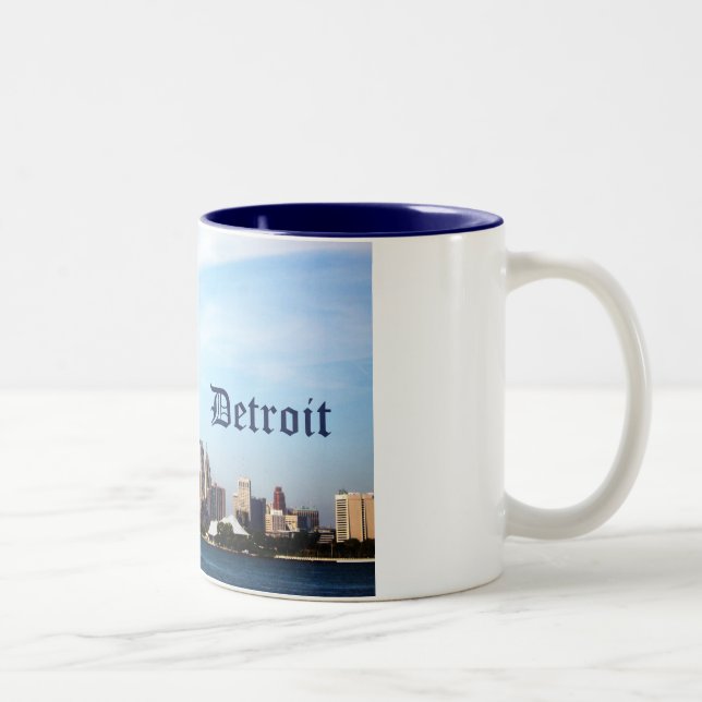 Caneca De Café Em Dois Tons skyline de detroit (Direita)