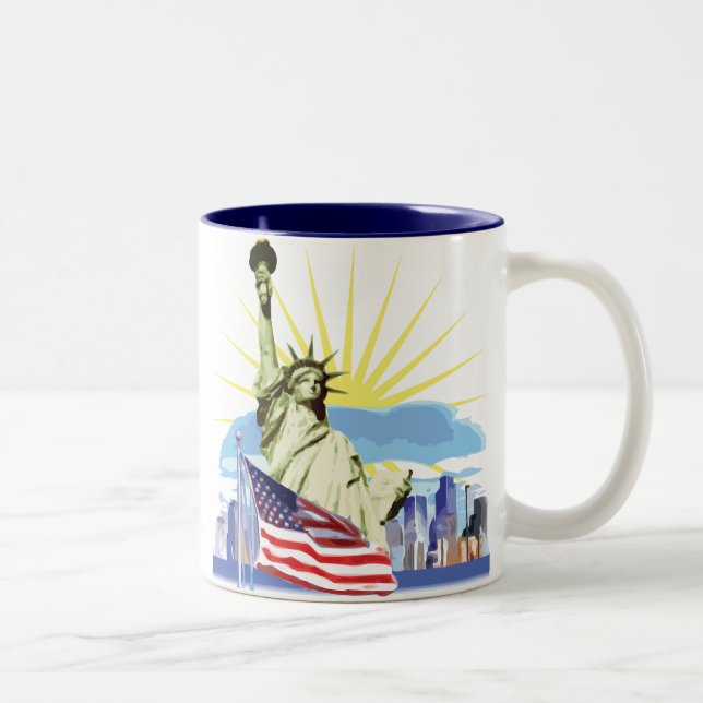 Caneca De Café Em Dois Tons Skyline de NYC (Direita)