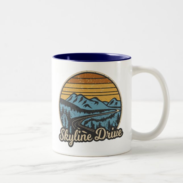 Caneca De Café Em Dois Tons Skyline Drive Virginia Retro (Direita)