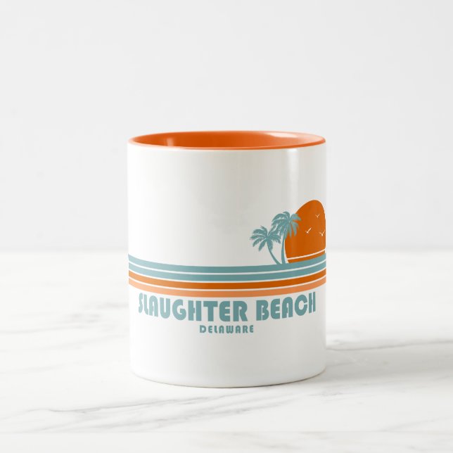 Caneca De Café Em Dois Tons Slaughter Beach Delaware Sol Palmeiras (Centro)