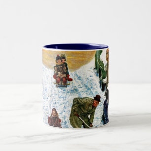 Caneca De Café Em Dois Tons Sledding e escavar para fora