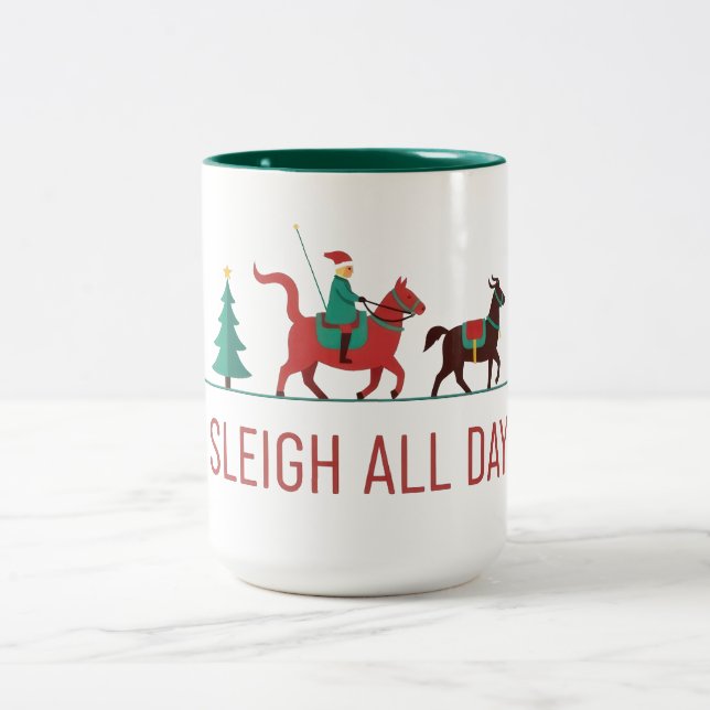 Caneca De Café Em Dois Tons Sleigh All Day Christmas (Centro)