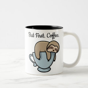 Caneca De Café Em Dois Tons Sloth bonita dormindo na copa de café Coffee Coot