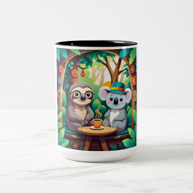 Caneca De Café Em Dois Tons Sloth e Koala Coffee Mug (Centro)