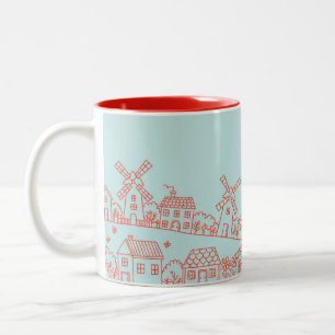Caneca De Café Em Dois Tons Small Village by Natasha USA