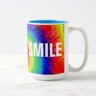 Caneca De Café Em Dois Tons SMILE Rainbow Tie-Dye, Tone Mug, 15 oz